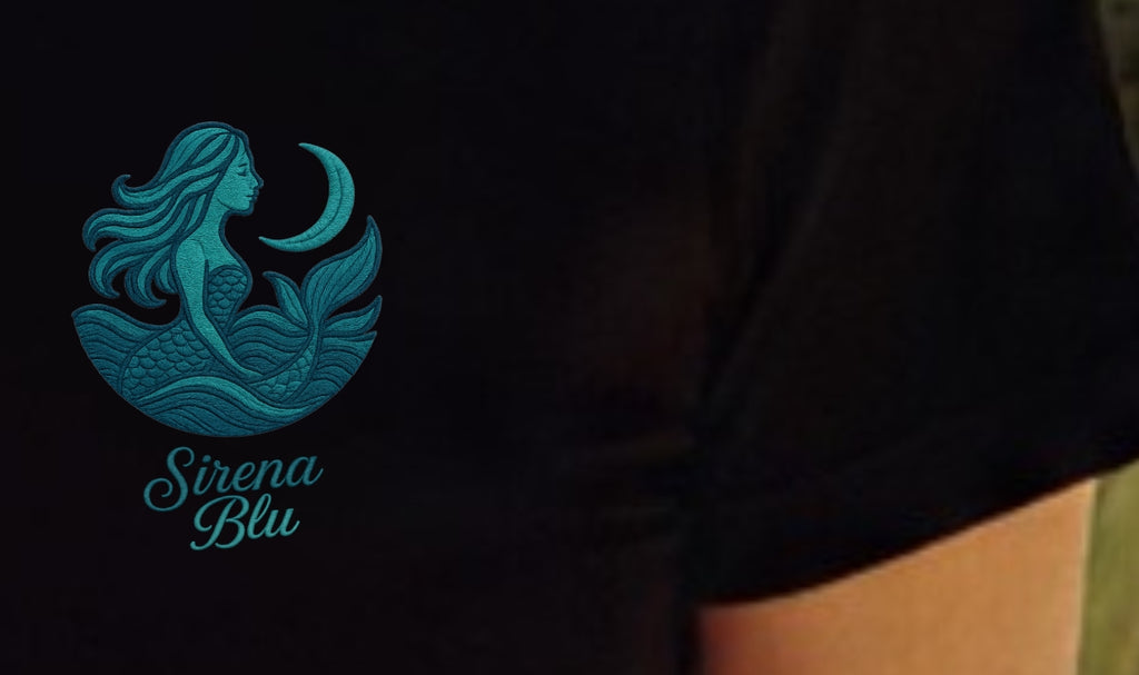 Playera finamente Bordada Modelo  Sirena Blu