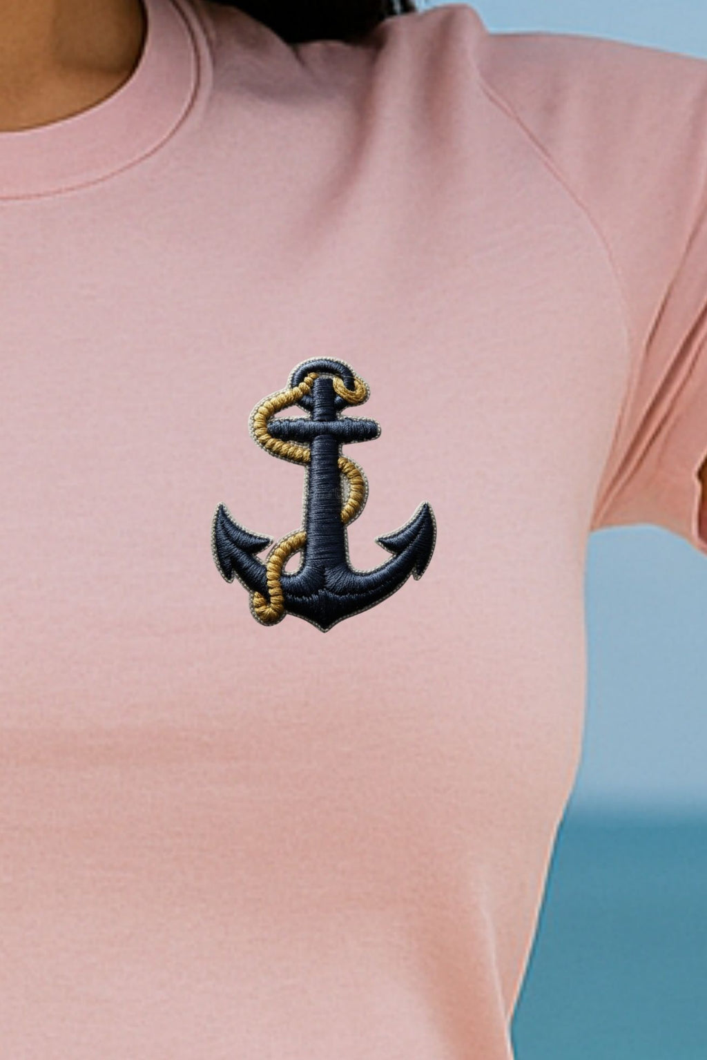 Playera de Dama Bordada finamente  modelo "Ancla Marina"