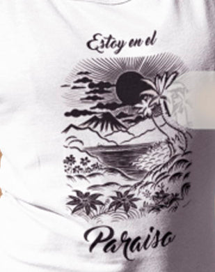 Playera Tank Top  blanca personalizada con tu playa favorita | Estoy en el Paraíso