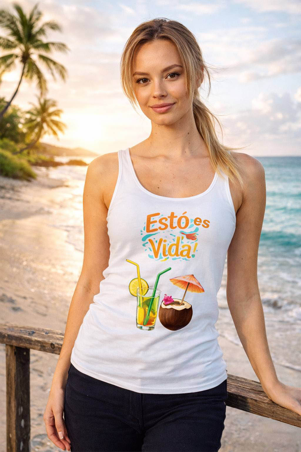 Tank Top Blanca para Mujer MODELO esto es vida