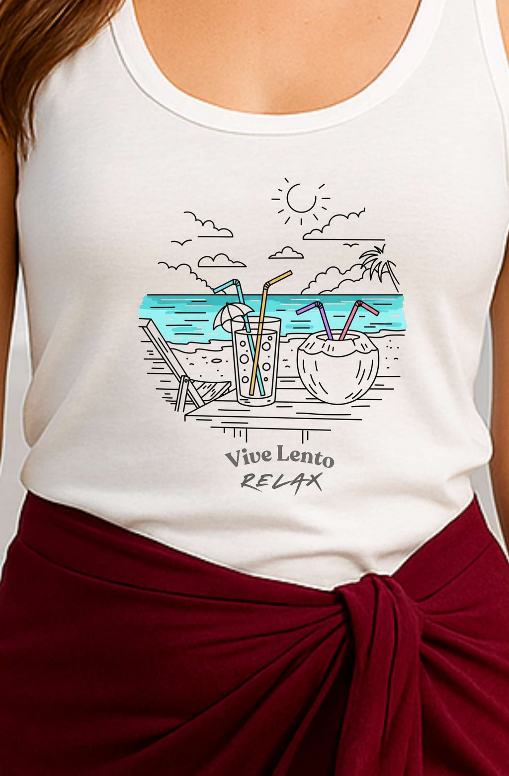 Tank Top de Mujer para la  Playa "Vive Lento Relax"